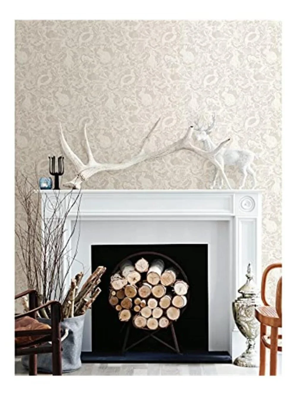 Peel Stick Wallpaper Cream Forest Removable Self Adhesive Neutral Boho Wall